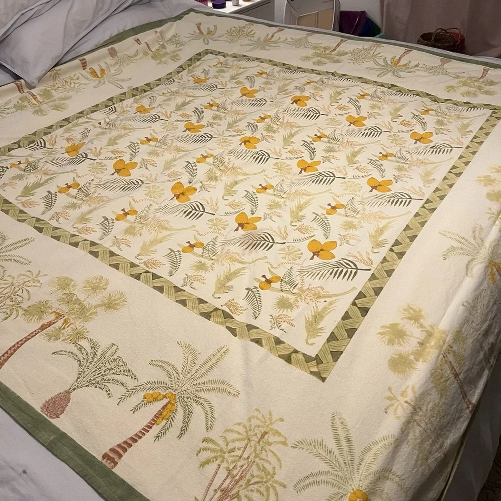 Couleur Nature France Cotton Tablecloth Tropical‎ Palm Tree Coconuts 71x71